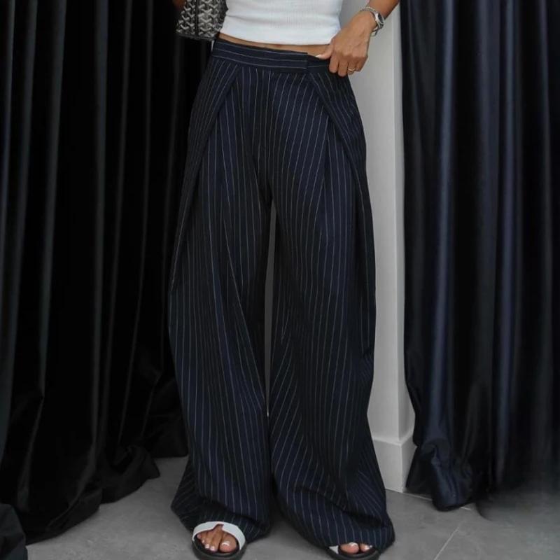 Pantalon Baggy femme pantalon rayé pantalon à jambes larges dames mode décontracté y2k pantalon 2025