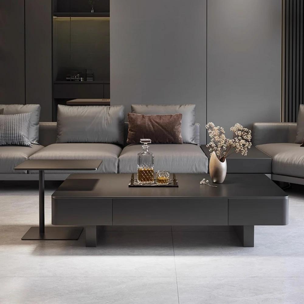 Tables basses De luxe modernes rangement Tables basses en marbre minimaliste nordique rectangulaire 