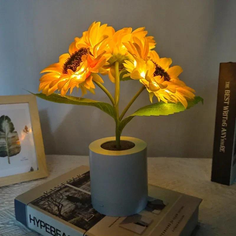 3 LED veilleuse Rechargeable tournesol lumières éclairage intérieur chambre chevet bureau décoration