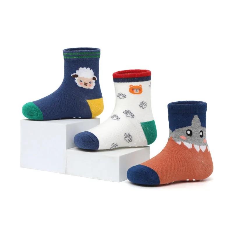 6 paires de chaussettes antidérapantes pour garçons et enfants, motif de dessin animé mignon, respir
