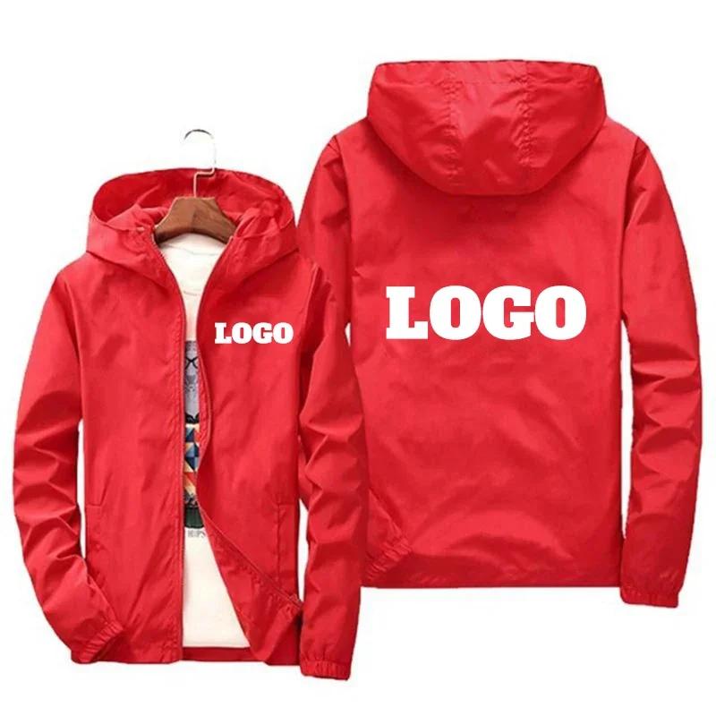 Veste imperméable avec logo de marque personnalisé pour hommes, coupe-vent chaud, vêtements décontra