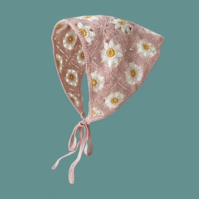 Coréen doux mignon à la main Crochet creux Triangle bandeau serviette femmes printemps et été voyage