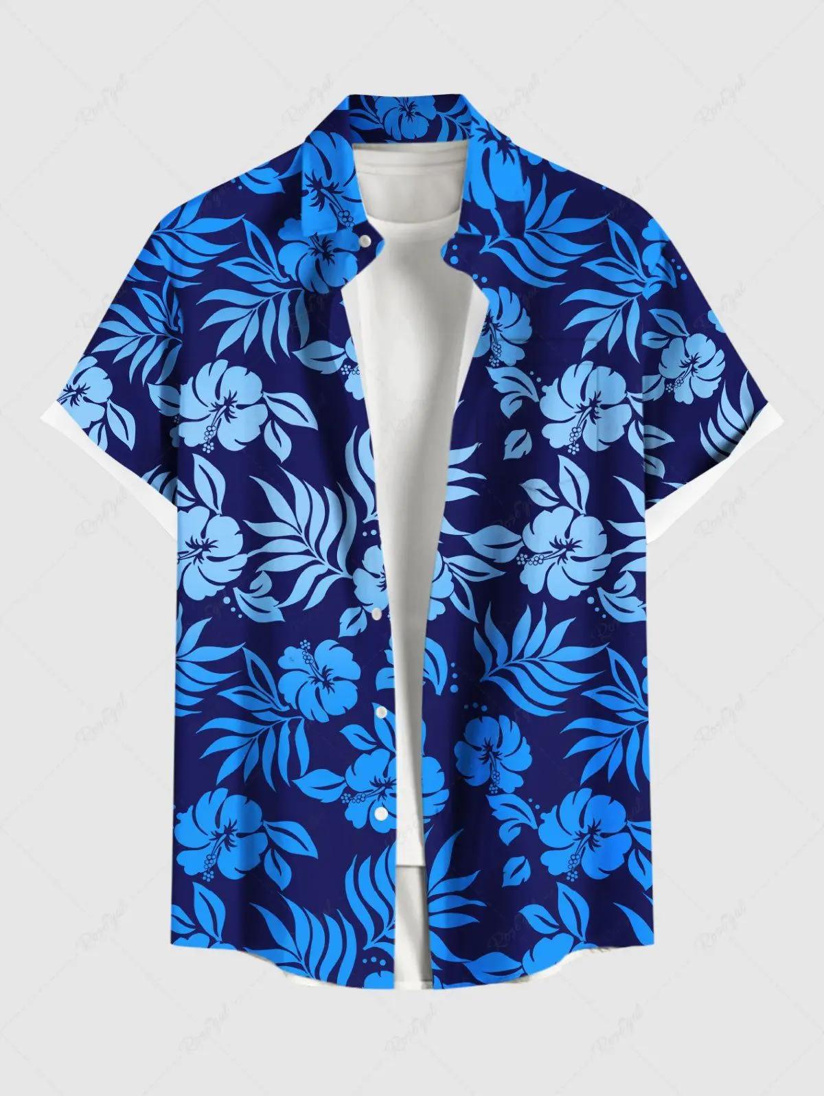 Mode hommes chemises hawaïennes 3D imprimé à manches courtes boutonné chemise à revers pour l'été su
