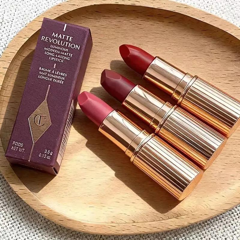 CT Blush en poudre bicolore en forme de cœur, maquillage longue tenue, petit tube doré, rouge à lèvr