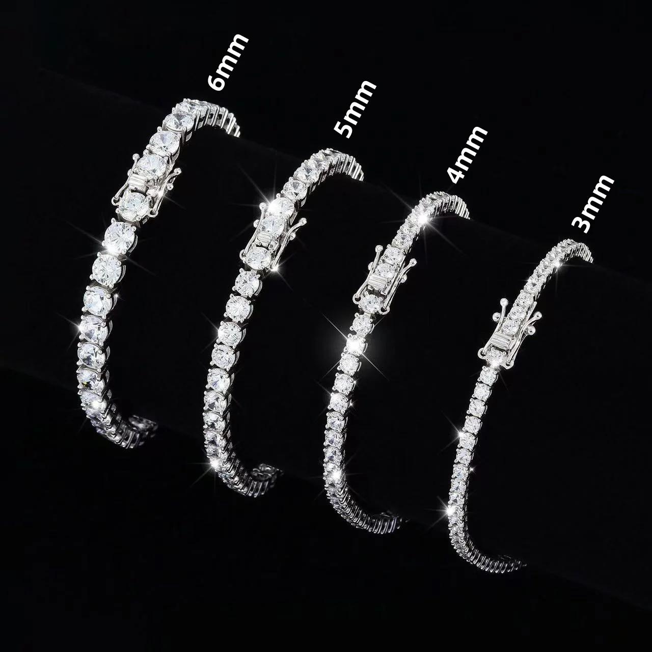 Bracelet Tennis Moissanite D VVS1 Prix Usine en Argent Sterling S925 Plaqué Or 18 carats avec Certif