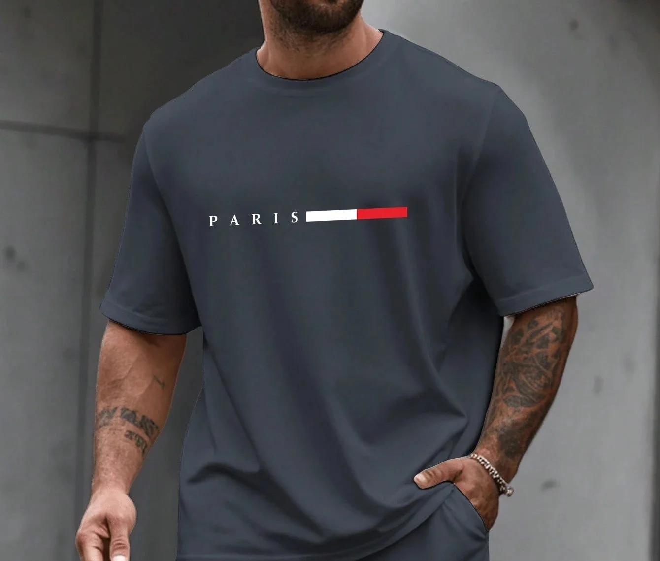 Ensemble de sport décontracté d'été pour hommes : T-shirt à col rond à manches courtes et short de s