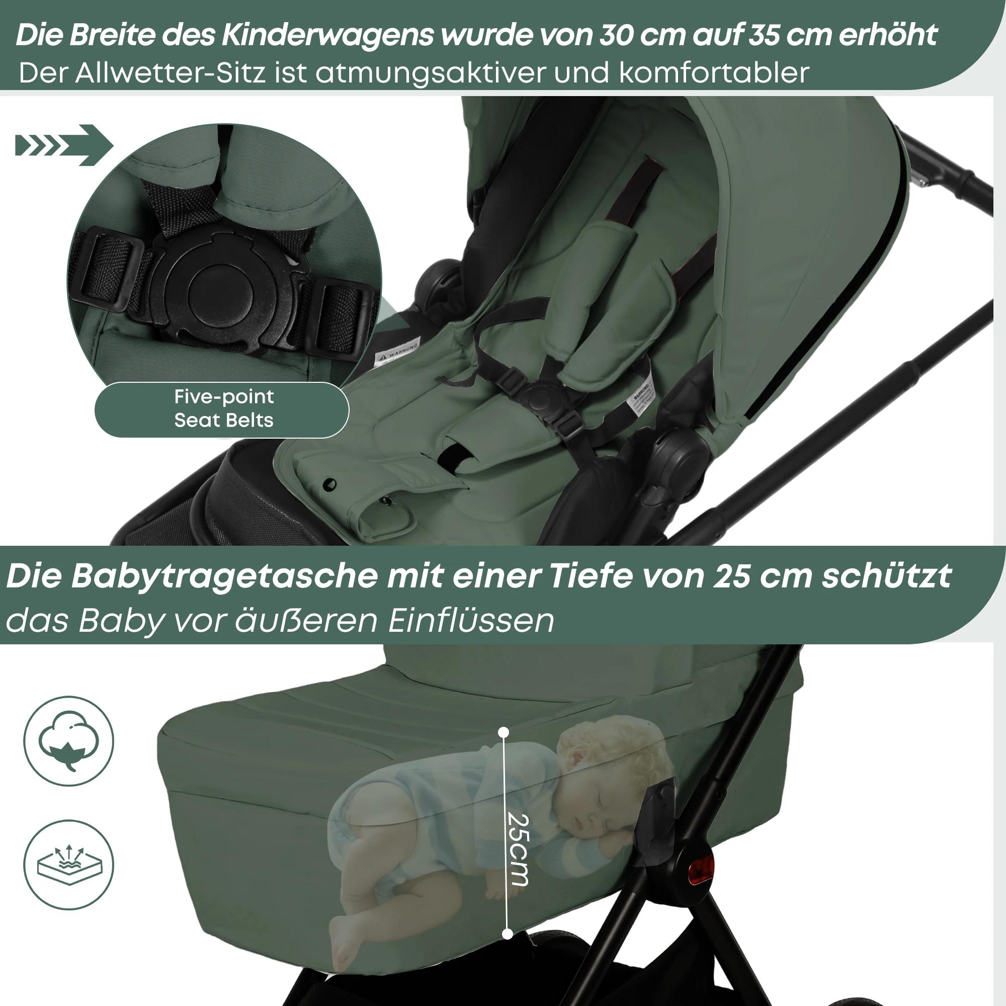 Poussette multifonctionnelle légère 2-en-1 de haute qualité, chariot bidirectionnel, cadre en alumin