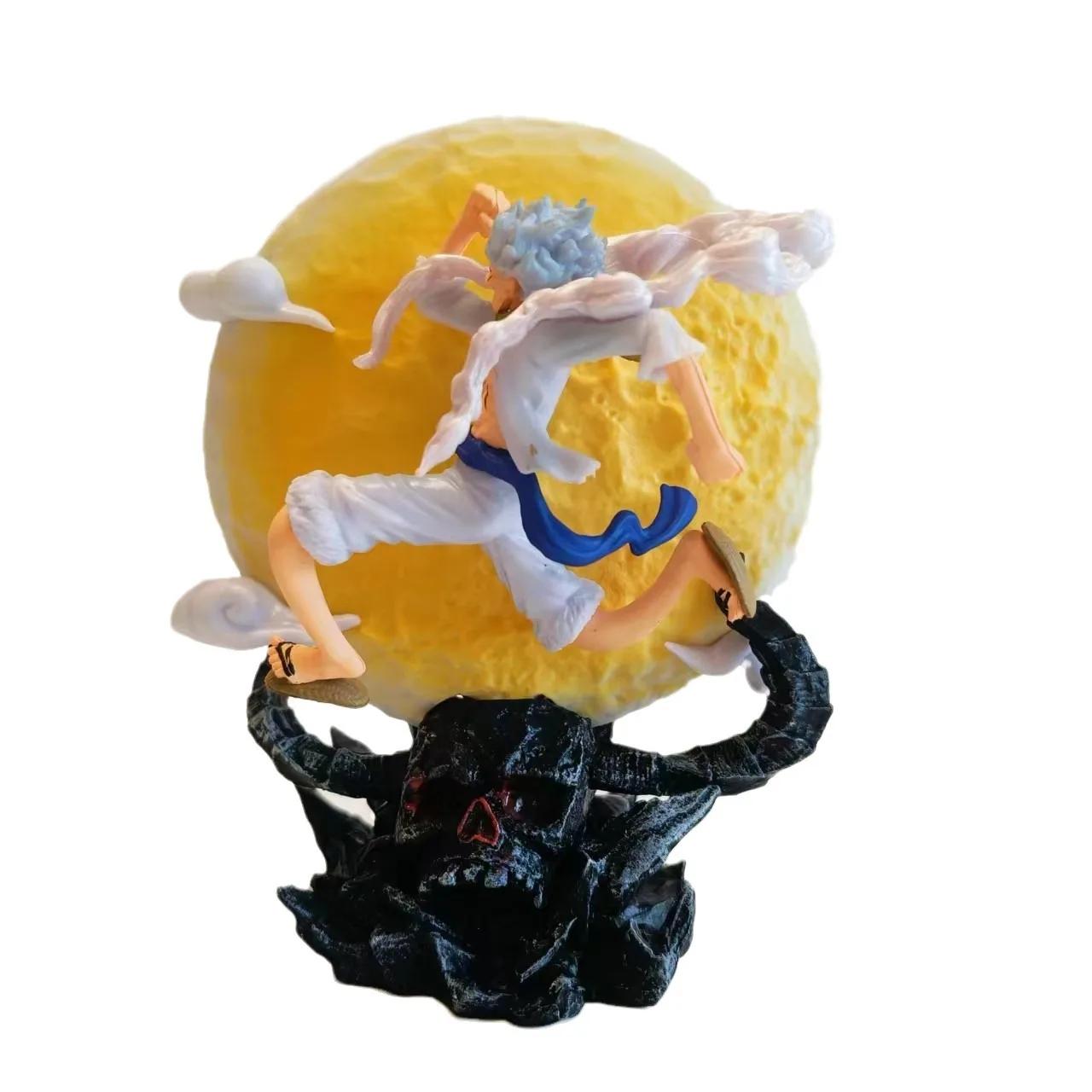 Figurine d'anime One Piece de 12 cm, fée de la lune Nika Monkey D Luffy Gear 5 avec lumière lunaire,