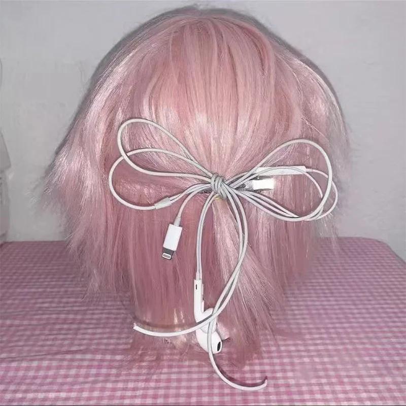    Barrettes à cheveux en fil de casque de mode coréenne - Harajuku mignonnes esthétiques recyclées