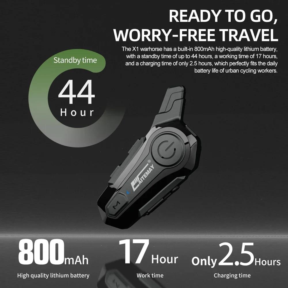Oreillette Bluetooth X1 Plus pour Moto, appareil de communication pour casque, Intercom pour 2 motoc