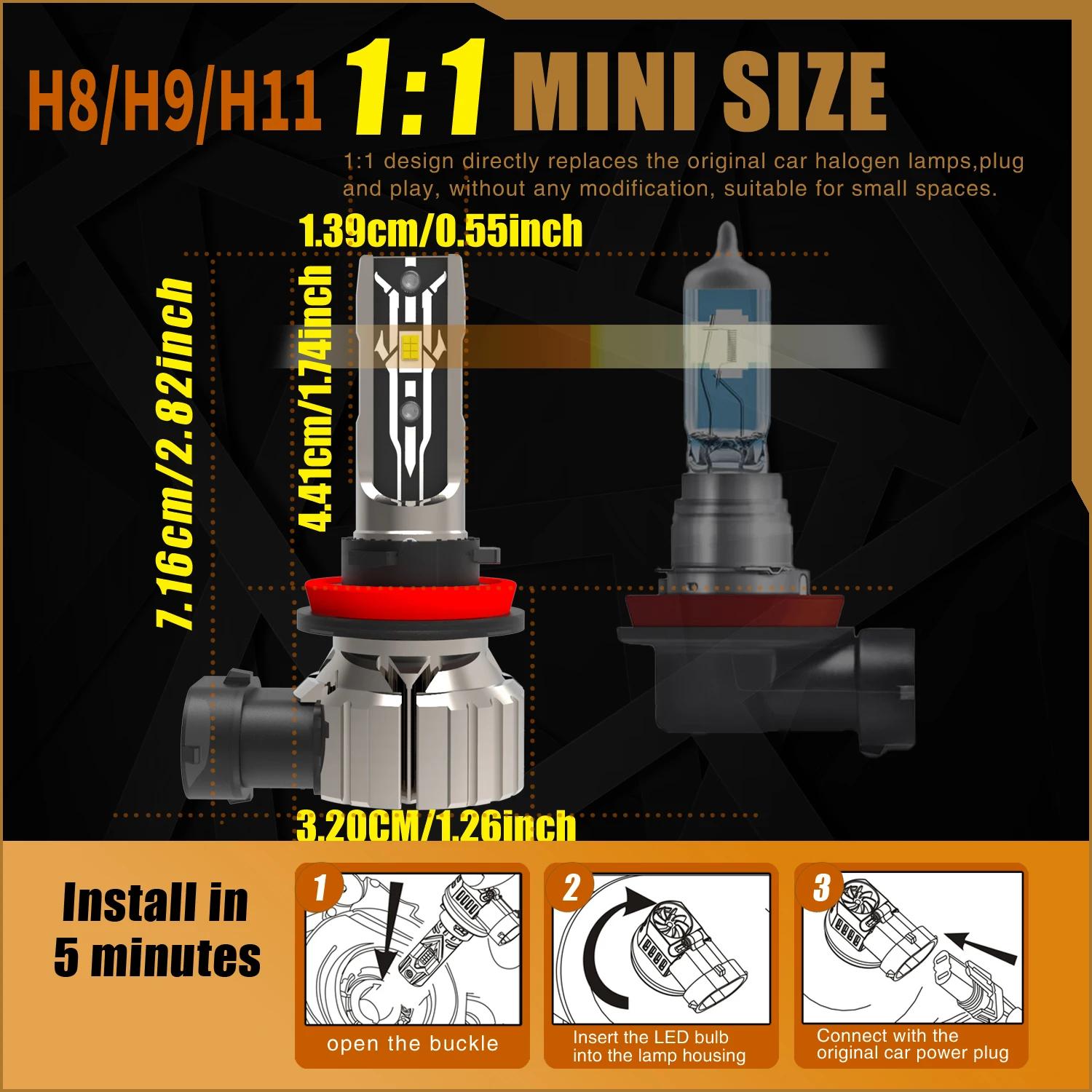 2x H11 H8 Led antibrouillard phare Canbus H16 H9 voiture ampoule Diode lampe 12v 55w pour Audi A4 8K