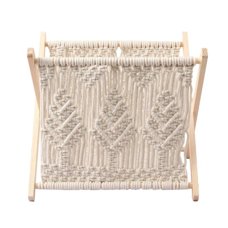 Porte-revues en macramé, style Boho, panier rangement sur pied pour journaux, livraison directe