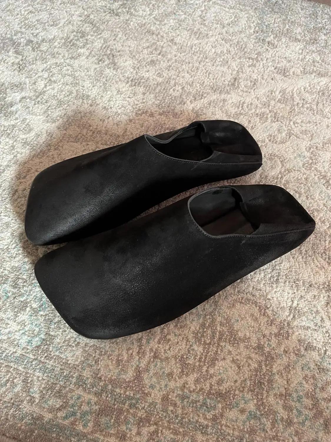 Birkuir bout carré talon plat femmes sandales bout fermé chaussures en cuir véritable sans lacet moc