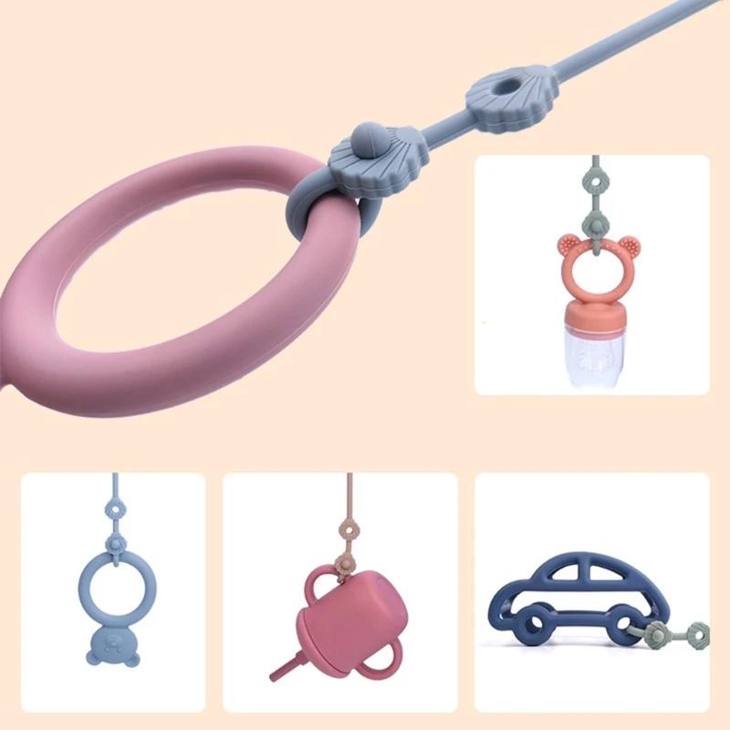 Chaîne sucette pour bébé avec sangles sécurité, support en Silicone, accessoire poussette chaise hau