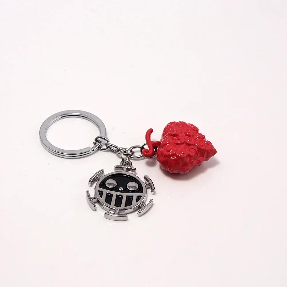 Porte-clés en métal une pièce, Anime Luffy Ace Law Devil Fruit, pendentif créatif, porte-clé de voit