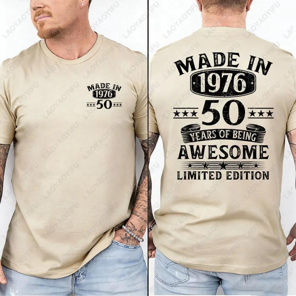 T-shirts graphiques pour hommes, imprimés recto-verso, édition limitée, fabriqués en 1976, 50 ans d'