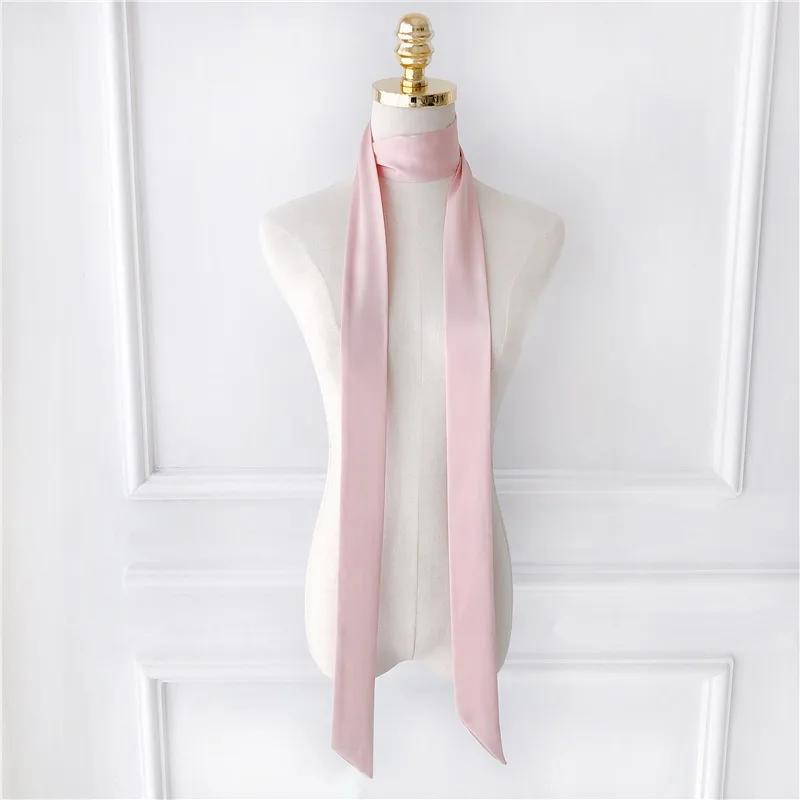 Foulard en mousseline de soie pour femmes, Style coréen, 190x5cm, couleur unie, Long bandeau, bander