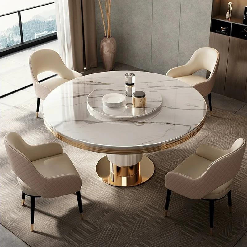 Table à manger ronde et chaise en marbre pour restaurant moderne, combinaison simple, table ronde av