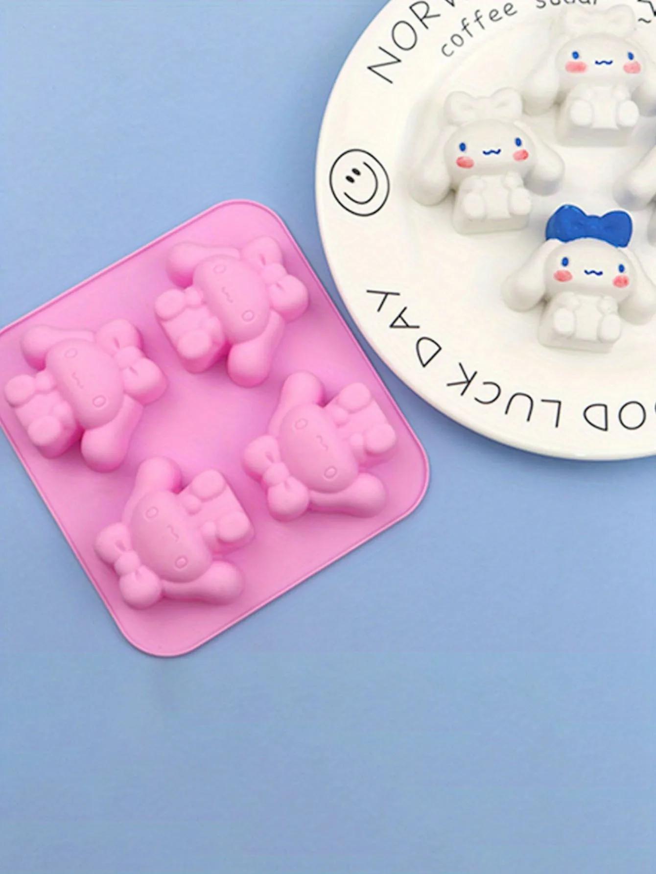 Moule de cuisson en silicone HelloKittys Kuromi Cinnamoroll, 4 cavités, qualité alimentaire, flexibl