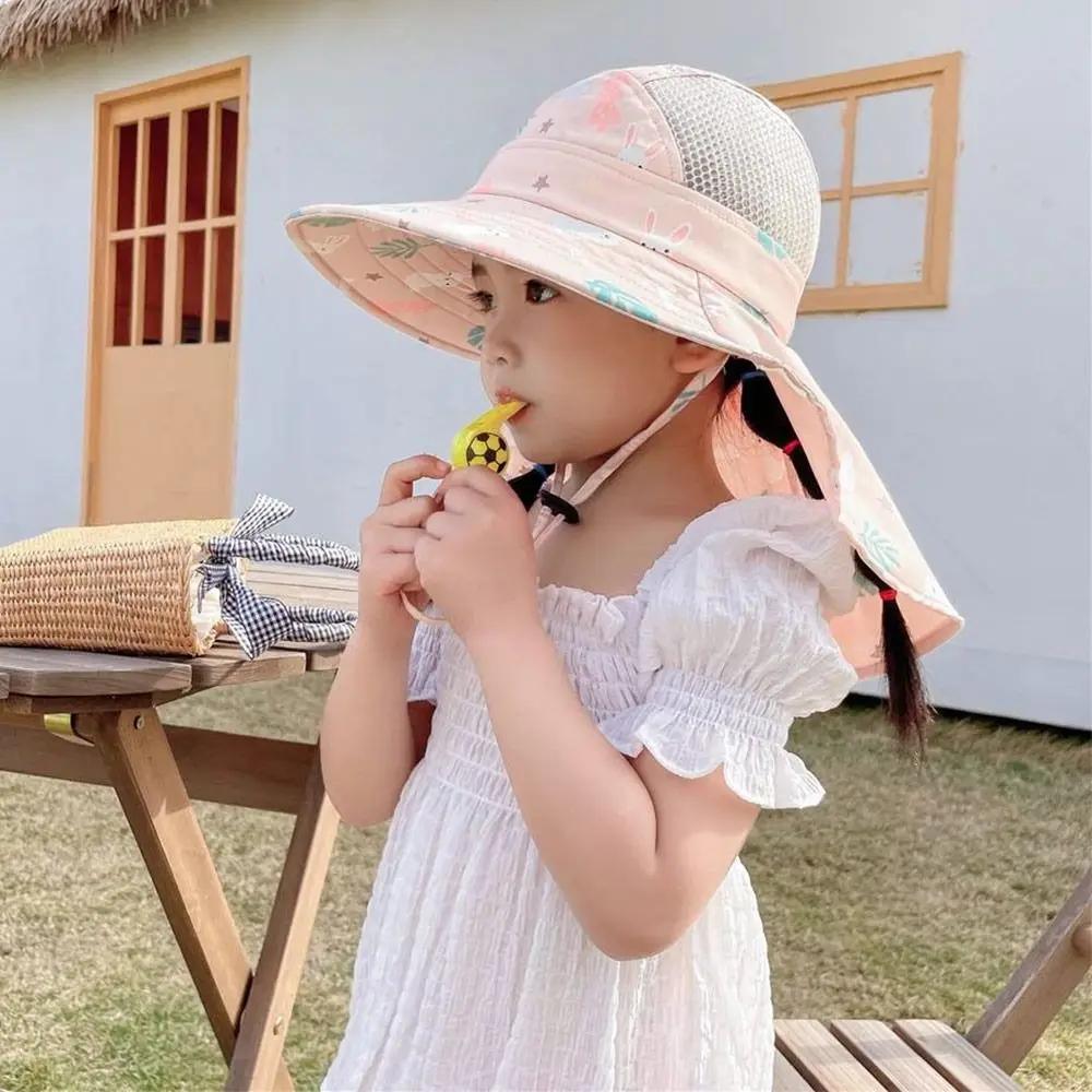Chapeau de soleil d'été Anti UV pour enfants, casquette seau avec sifflet pour filles et garçons, co