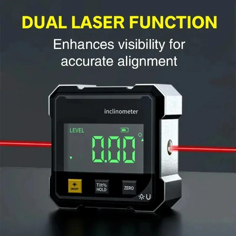 NOUVEAU Niveau numérique magnétique double face avec laser, rapporteur électronique, horizontomètre,