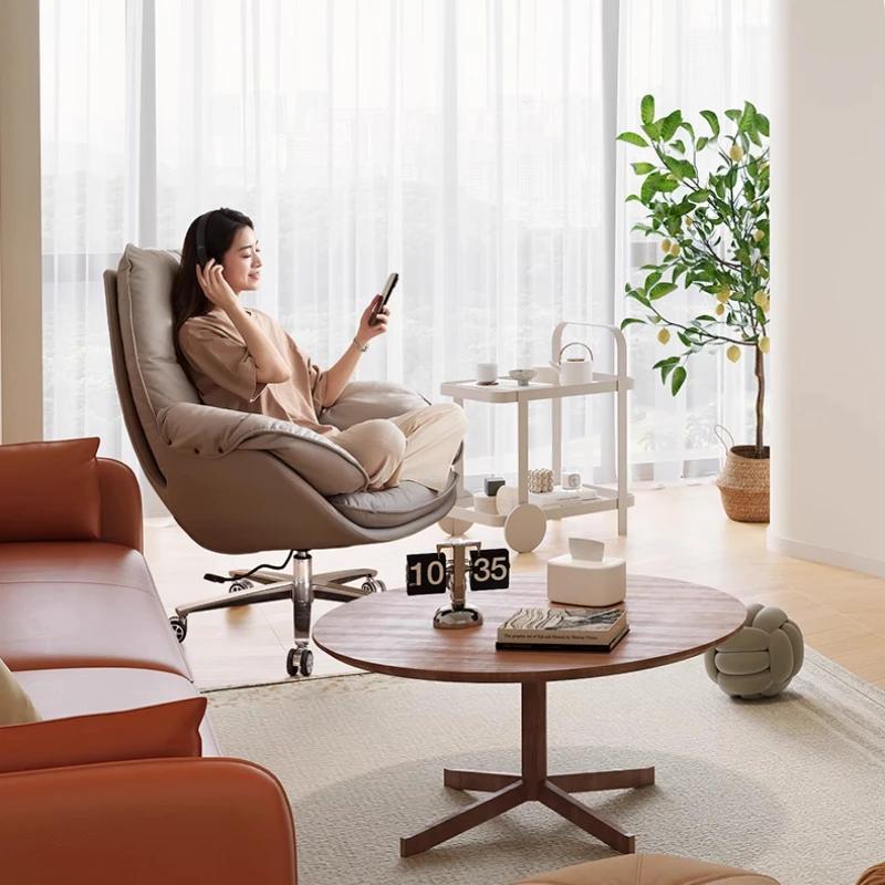 Roues nordiques chaise De bureau accoudoir réglable étude chaise Portable en cuir confortable exécut