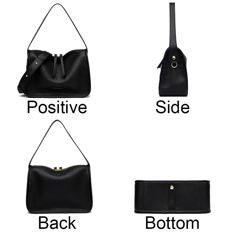 Sac à main de luxe en cuir souple pour femmes, fourre-tout, nouvelle marque, sac à bandoulière en cu