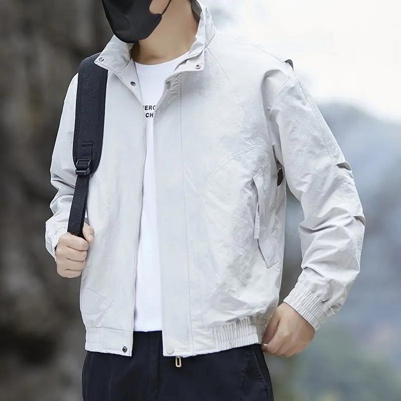 Veste de travail printemps 2026 pour homme, col montant, manteau d'extérieur, veste cargo haut de ga