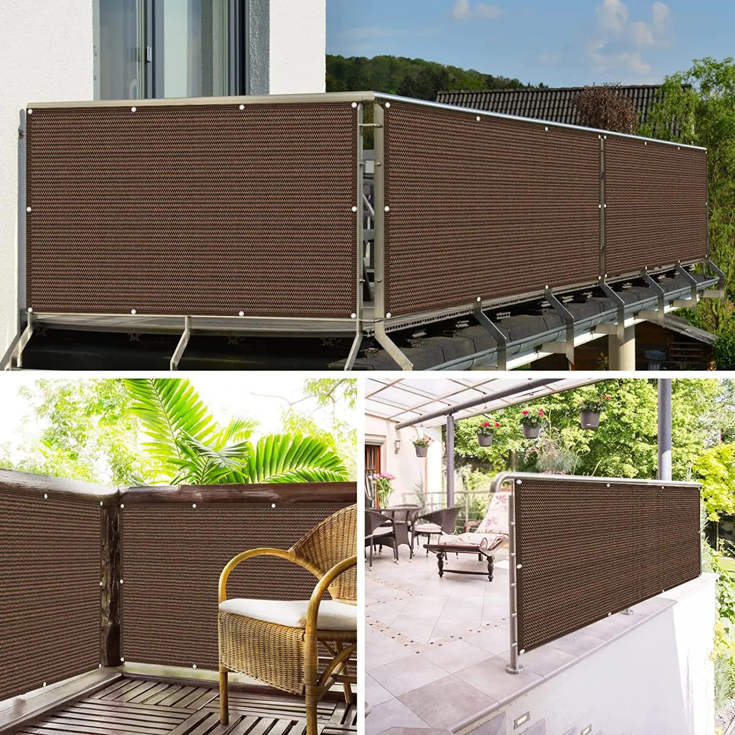 Filet d'ombrage en maille marron pour clôture de Patio Screen-160GSM, tissu en maille pour pare-bris