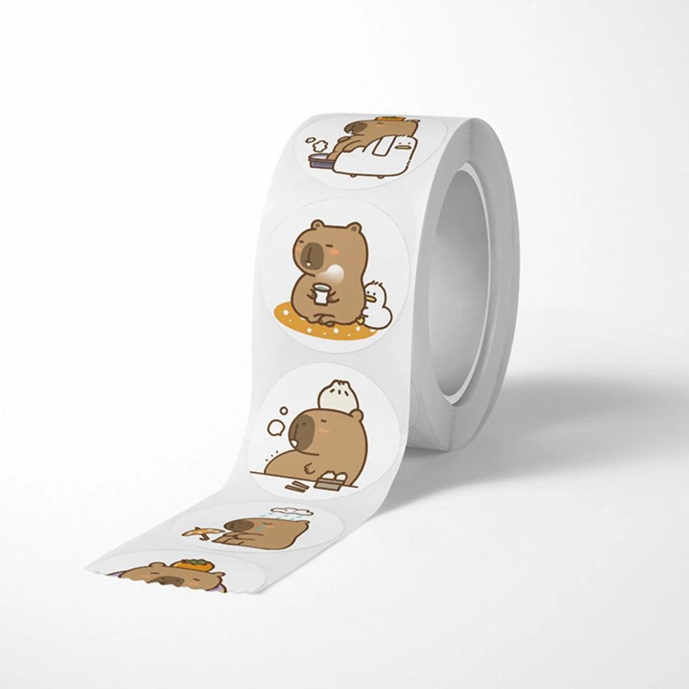 500 autocollants/rouleau Capybara mignons, imperméables, esthétiques, décoratifs pour bagages, ordin