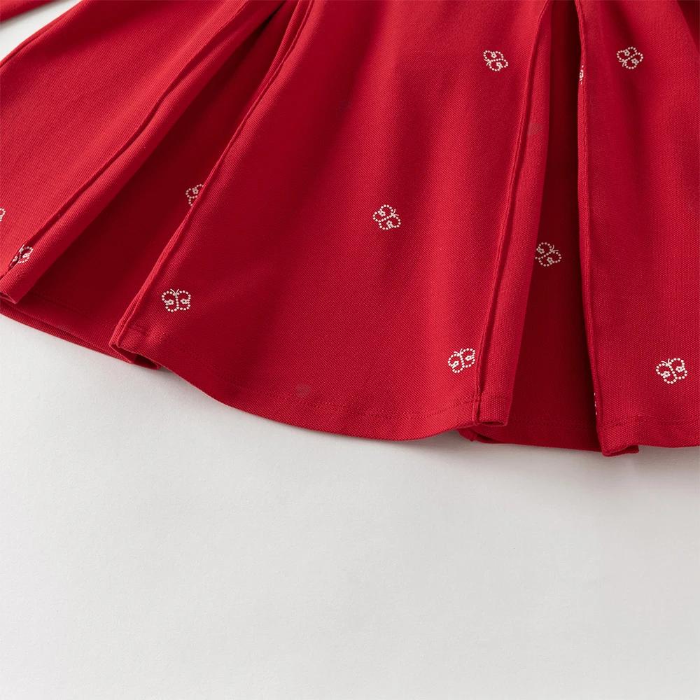 Dave Bella robe élégante pour filles printemps enfants robes de princesse jupe Polo rouge en plein a