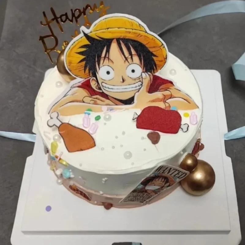 7 pièces ONE PIECE Luffy Cake Topper Anime Garçon Fille Décoration de gâteau d'anniversaire Drapeau 