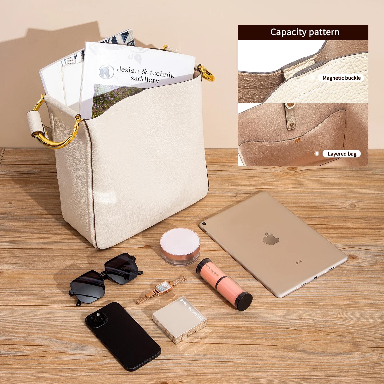 Sac fourre-tout pour femmes automne haute qualité Simple Texture Beige sac à bandoulière pour les dé