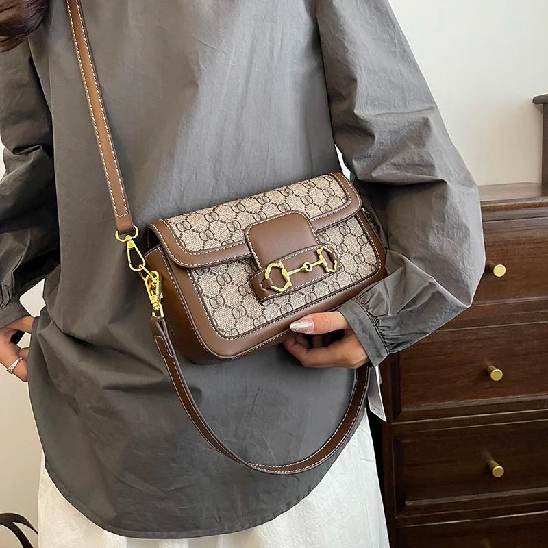 Sac bandoulière vintage imprimé Horsebit pour femme, collection Printemps 2026 - Petit sac à bandoul