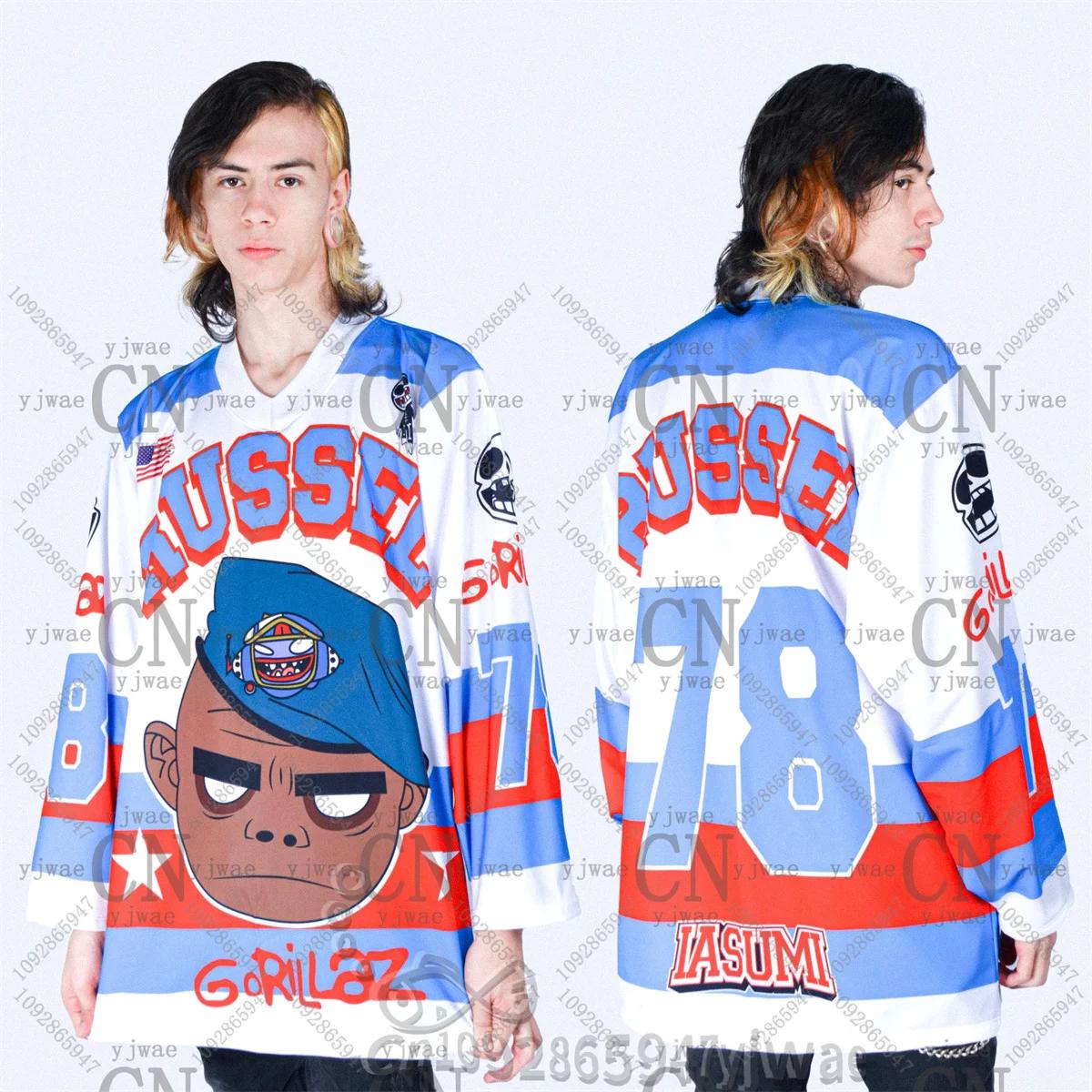 Nouveau T-shirt décontracté à manches longues GORILLAZ 2026, col en V, coupe ample et tendance, styl