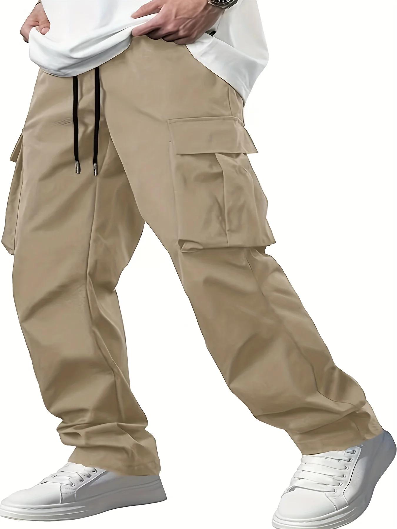 2025new pantalons de travail pour hommes, pantalons décontractés droits amples pour hommes européens