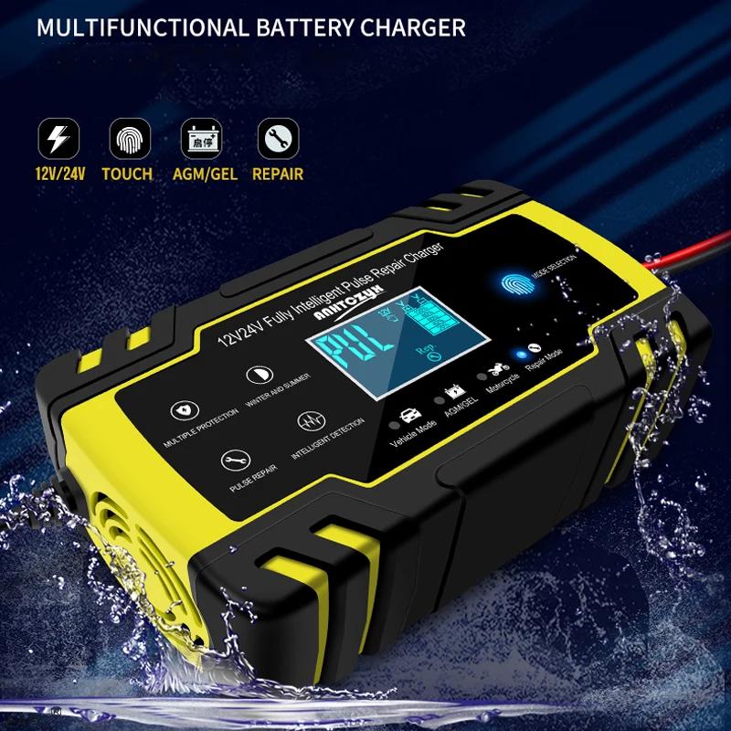 Chargeurs de batterie entièrement automatiques 12V-24V 8A, affichage numérique LCD, chargeurs de bat