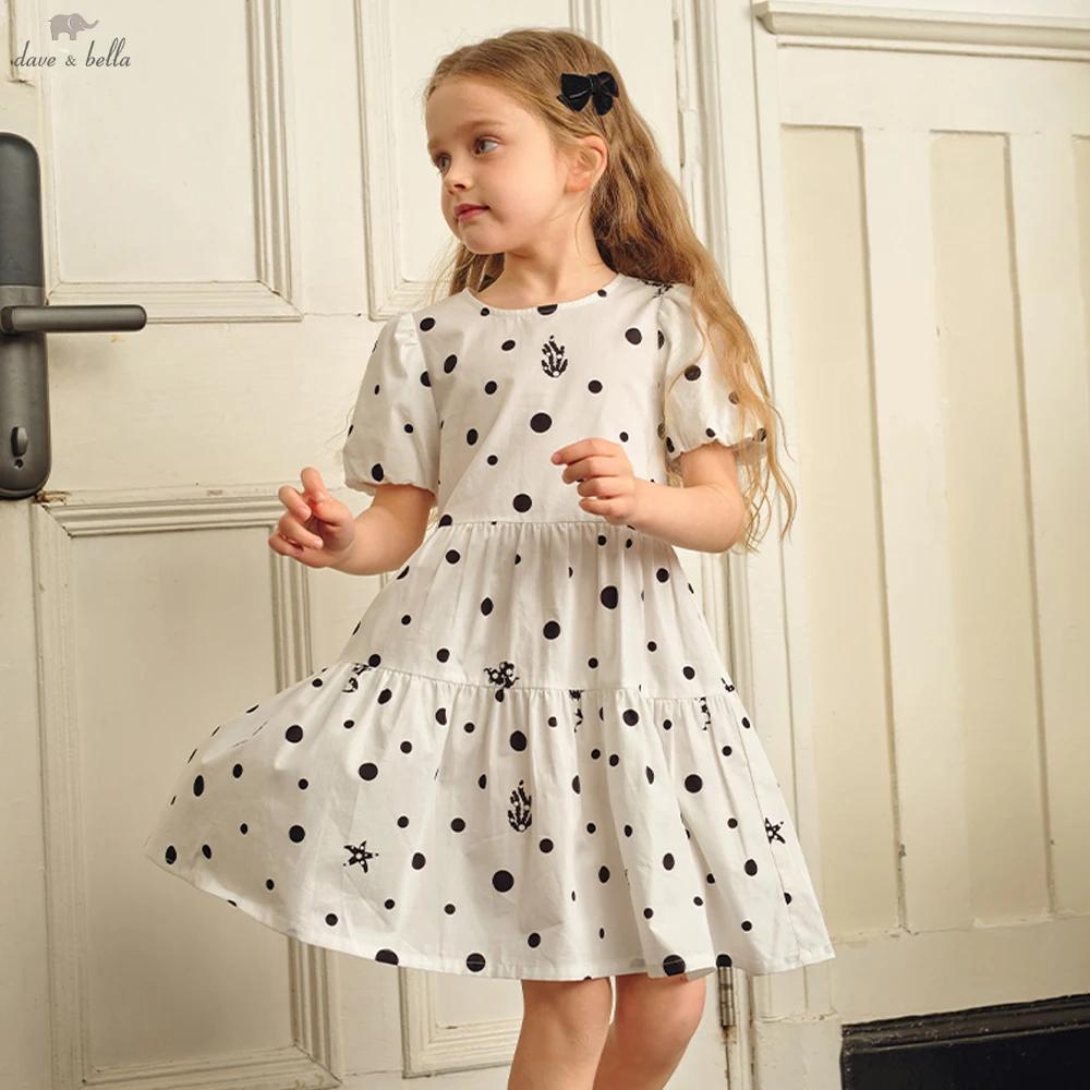 Dave Bella – robe de princesse à manches courtes pour filles, en coton, pour fête d'été et de printe