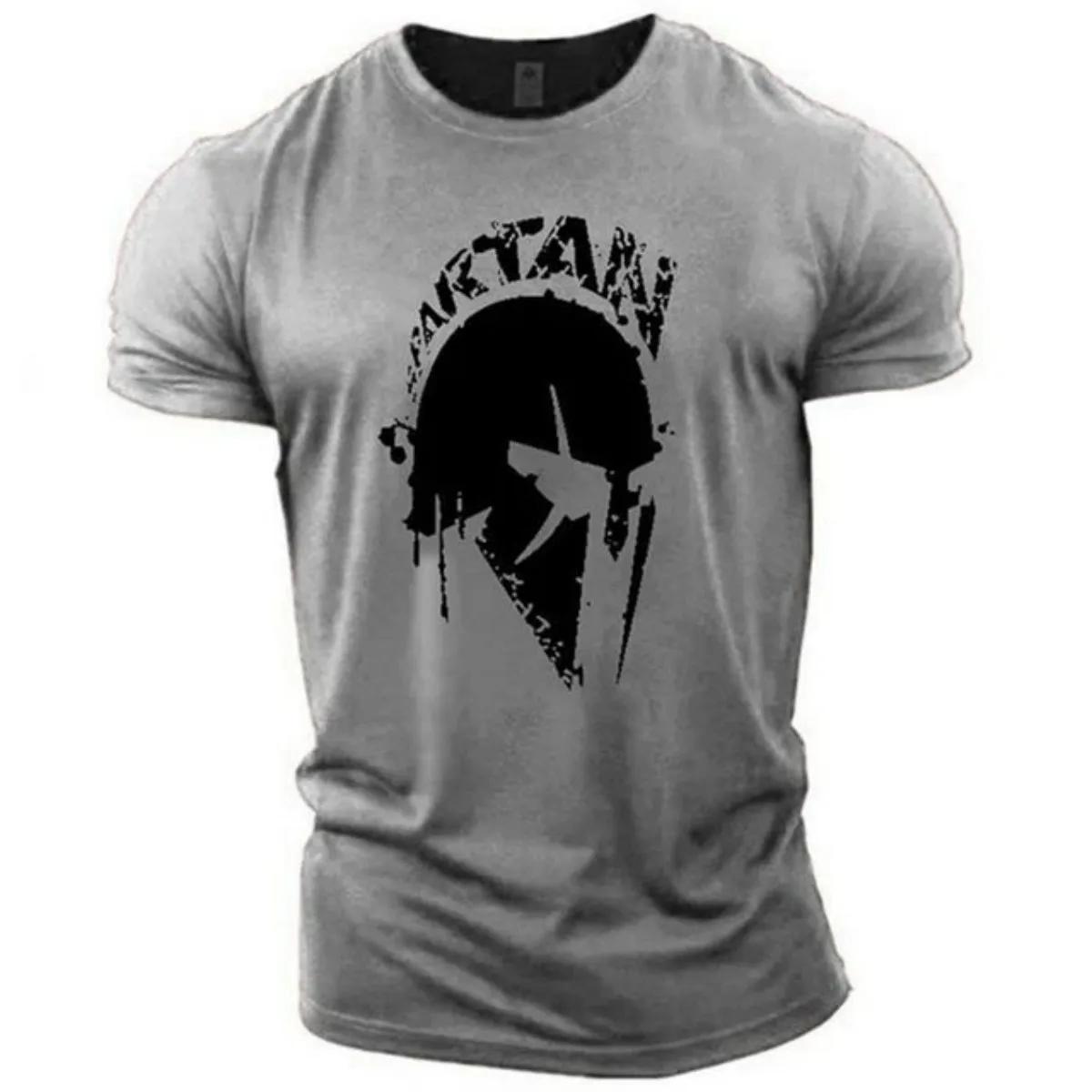 T-shirt col rond confortable et respirant pour hommes, motif imprimé Spartan Warrior, adapté aux vêt