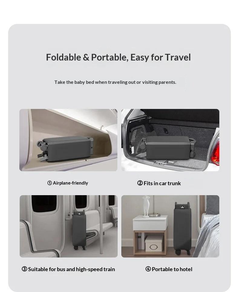 Lit bébé pliable multifonctionnel, lit mobile pour nourrisson, lit portable pour nouveau-né, lit d'a