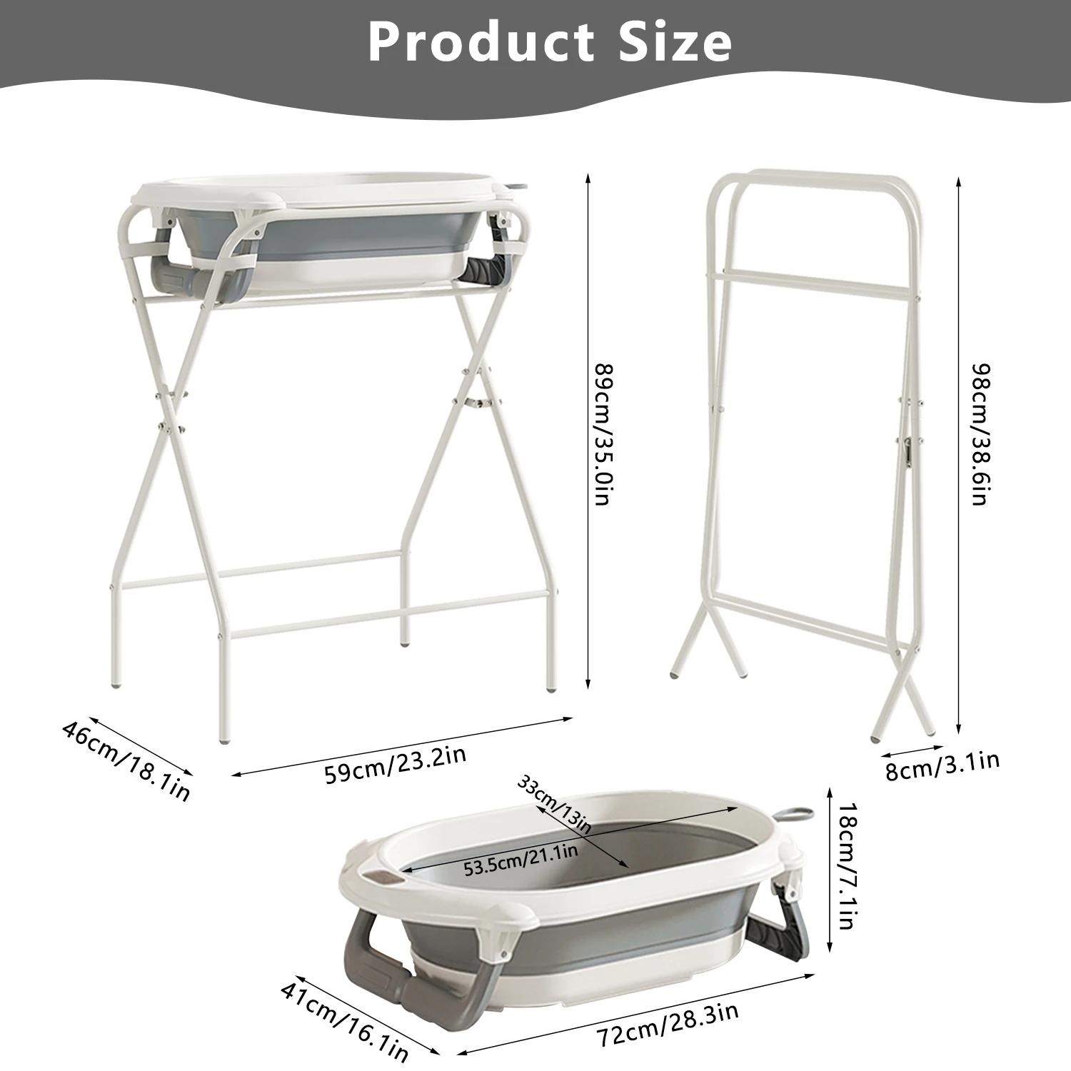 Baignoire bébé 3 en 1 avec support, baignoire pliable pour bébé de la naissance à la petite enfance 