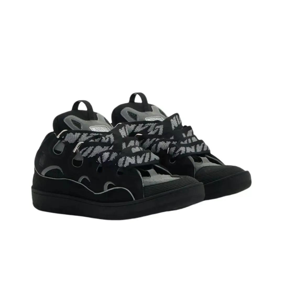 Nouvelles baskets de créateur LANVIN SPORT, chaussures plates pour femmes, baskets à lacets, bout ro