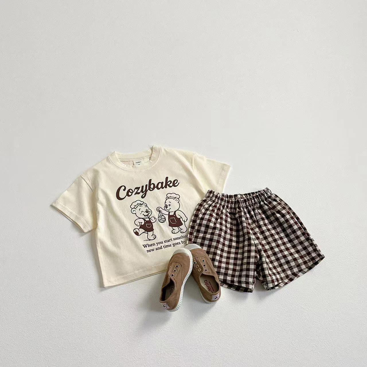 2025 nouveaux vêtements d'été costume à manches courtes imprimé dessin animé T-shirt + Shorts enfant
