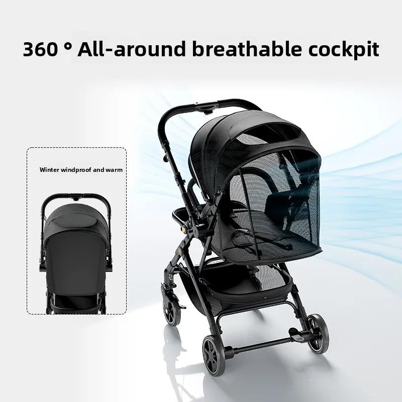Poussette double détachable pour bébé, légère, haute vue, assise et couchée bidirectionnelle