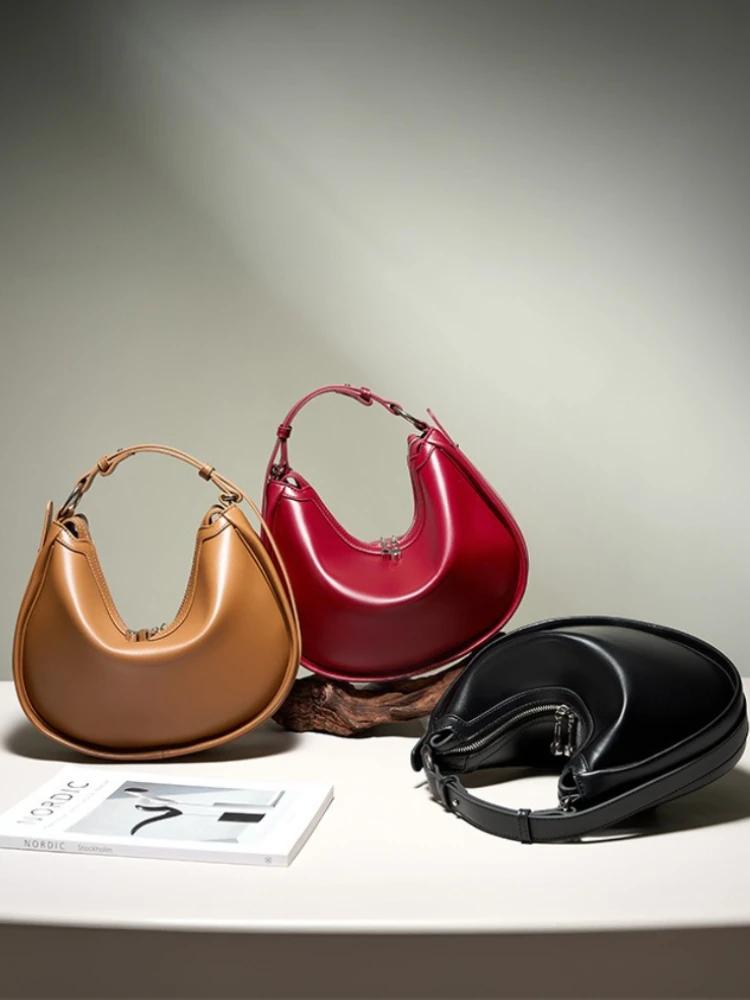 Zency – sac Hobo à bandoulière en cuir véritable pour femmes, sac à main de luxe de styliste, poches