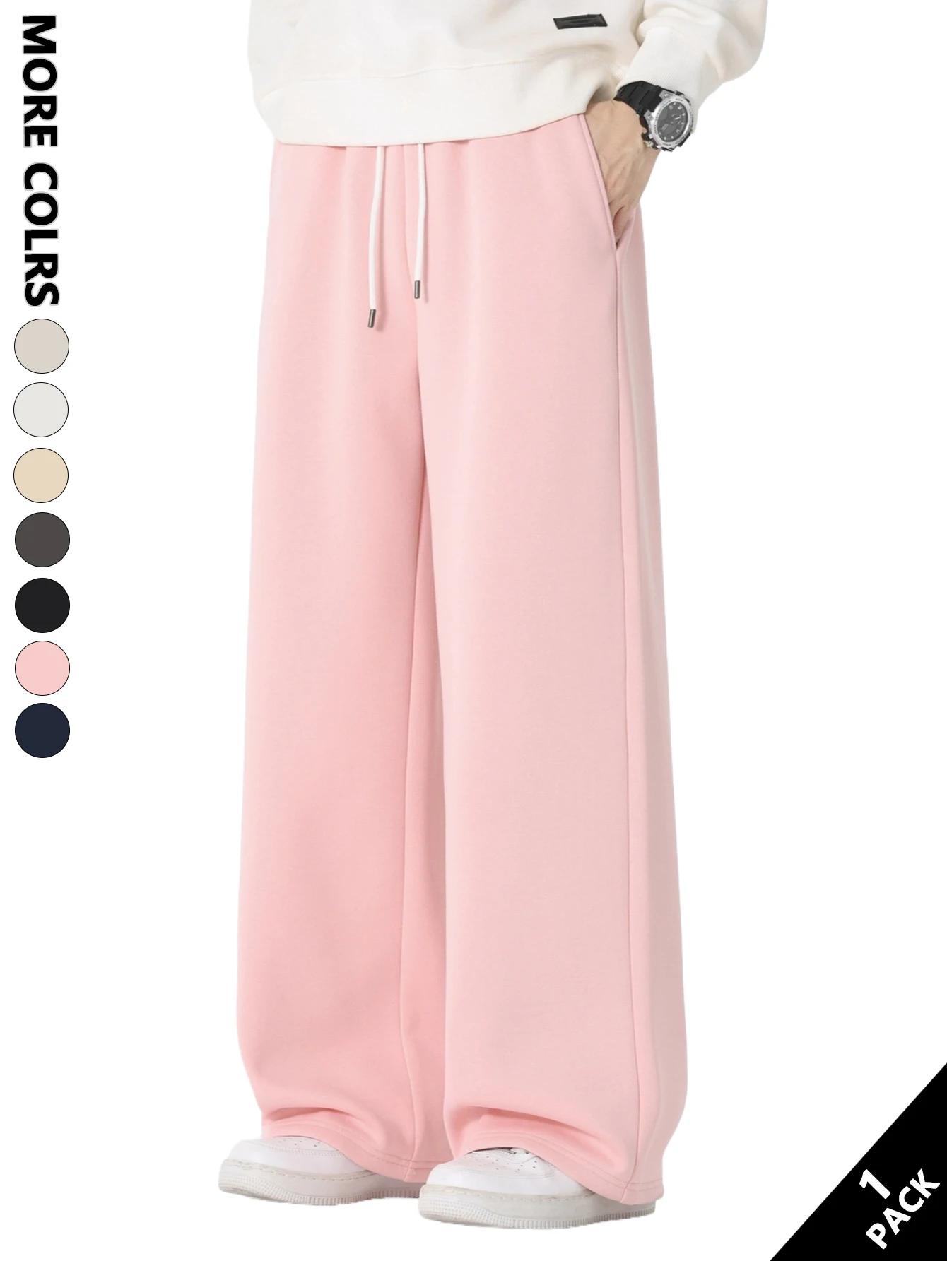 Pantalons décontractés de couleur unie pour hommes, confortables et respirants, jambe droite pour un
