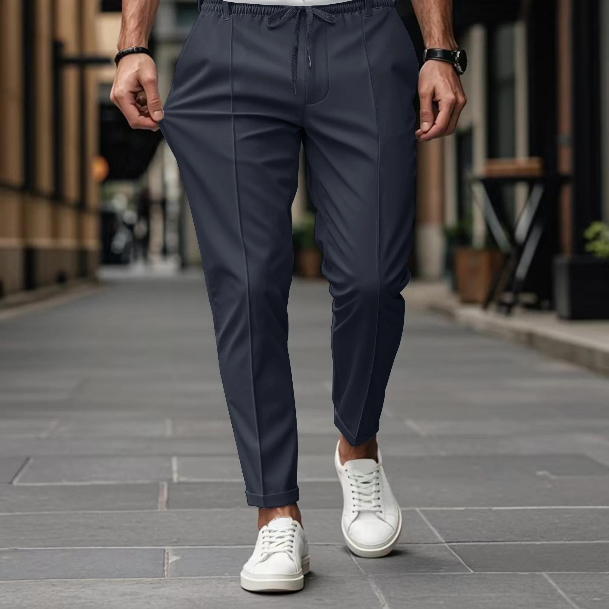 Pantalon à jambes droites de haute qualité pour hommes, couleur unie, le nouveau Style d'été est à l