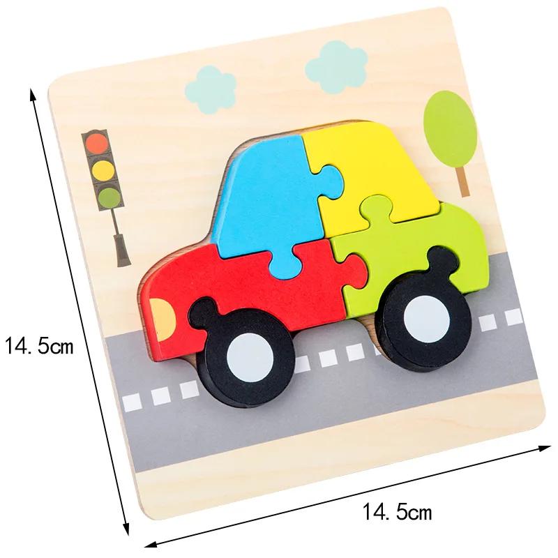 Puzzle 3D en bois de haute qualité pour bébé, dessin animé, trafic d'animaux, jeu de Cognition d'app