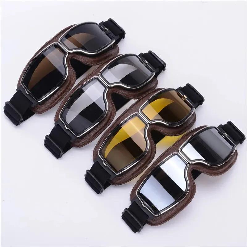 Lunettes de moto coupe-vent pour casque de moto, lunettes de soleil rétro universelles pliantes en c