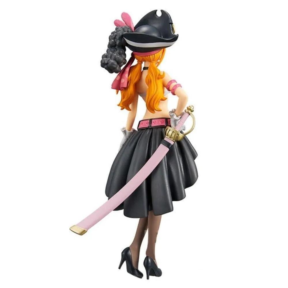 19CM Anime une pièce Nami noir vêtements Figurine une pièce FILM rouge habiller Figurine PVC modèle 